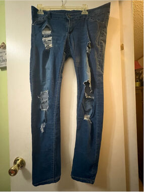 Women's Unbranded Blue Distressed Jeans 2XL